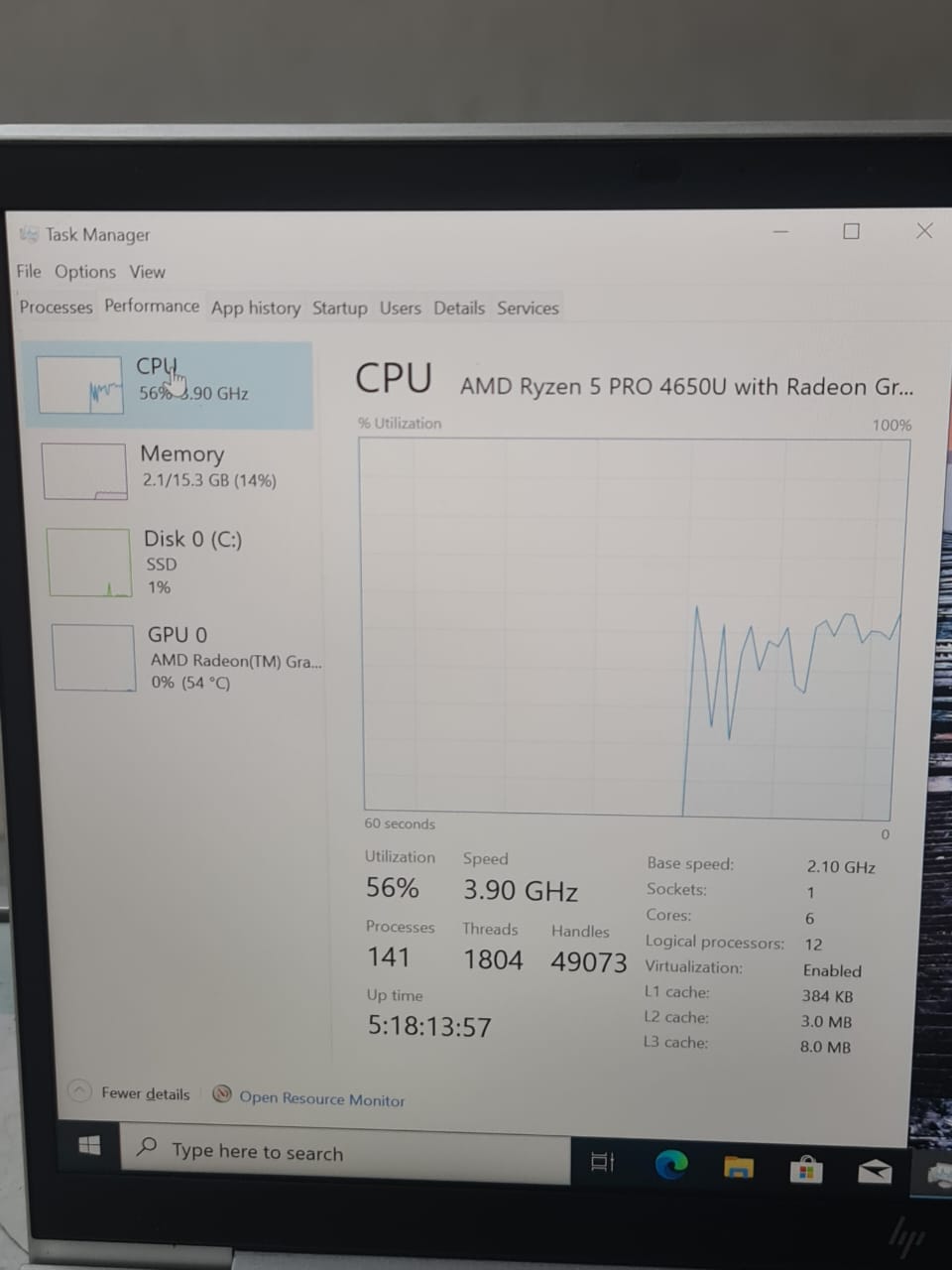 HP EliteBook 845 G7 14″ – AMD Ryzen 5 PRO 4650U Octa-core (8 Core) 1.70 GHz – 16 GB RAM – 256 GB SSD - 5