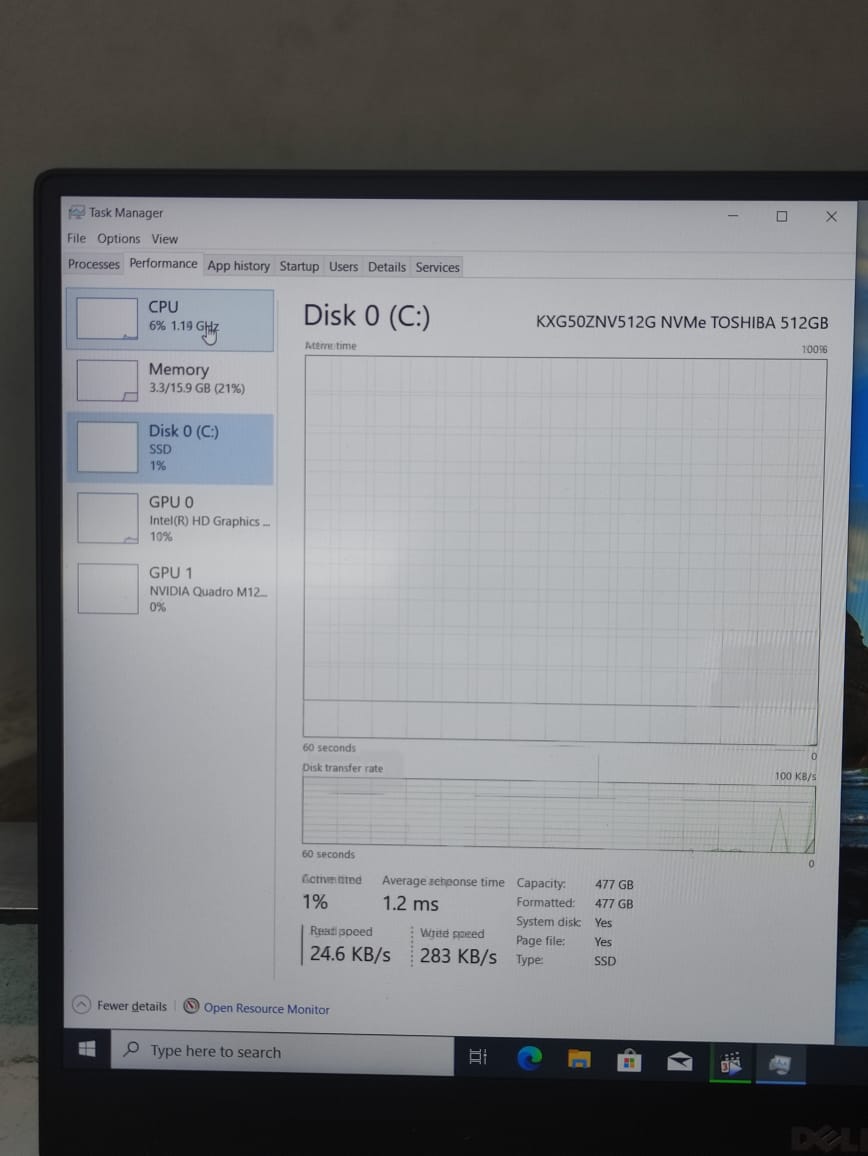 Dell Latitude 5530 Laptop Intel Core i5 12th 1245U , Intel UHD Graphics Card , 15.6″ FHD ,8GB RAM ,256GB SSD M.2 Window 11 بالكارتونة كالجديد تماما