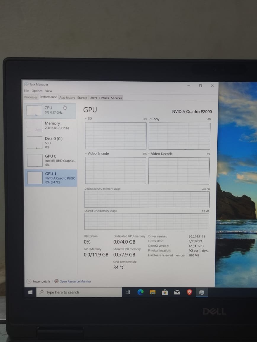 Dell Precision 7530 intal core i7 8750h – 512 SSD NVME – 16G RAM – NVIDEA P2000 4G DDR5 القوة والكفائة والسرعه في جهاز واحد